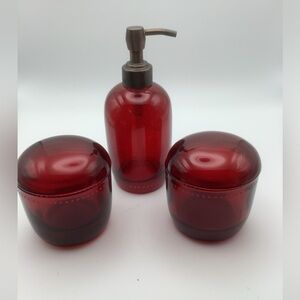 Red Glass Bathroom Vanity Set